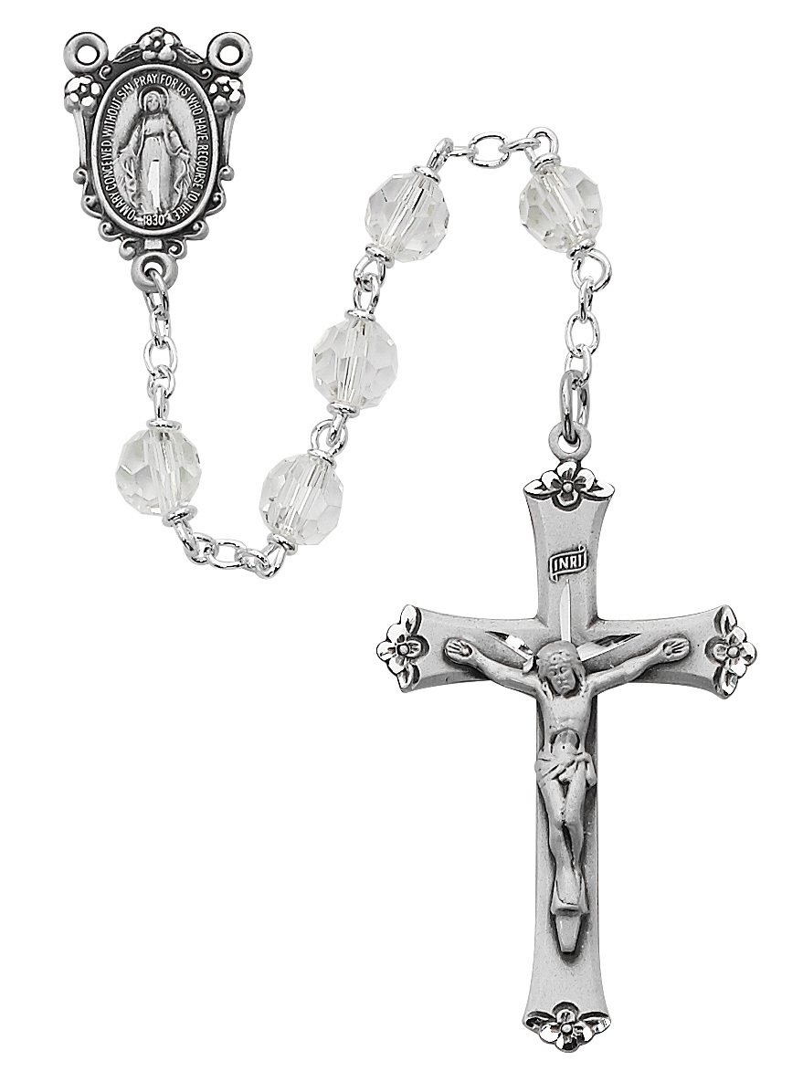 7 mm Crystal Tin Cut Rosary