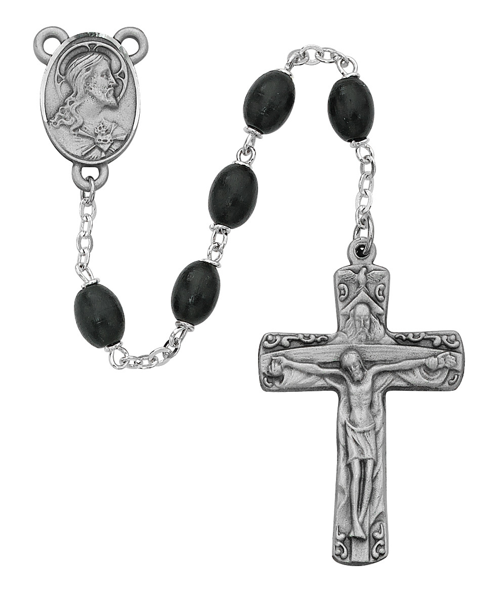 Picture of McVan R392D-BKF 6x8 mm Wood Trinity Croos Rosary Set - Black