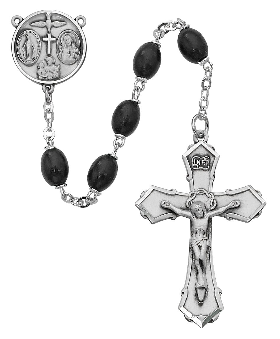 139L-BKF 6 x 8 mm Black Wood Rosary