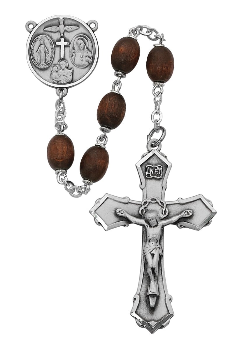 139L-BRF 6 x 8 mm Brown Wood Rosary