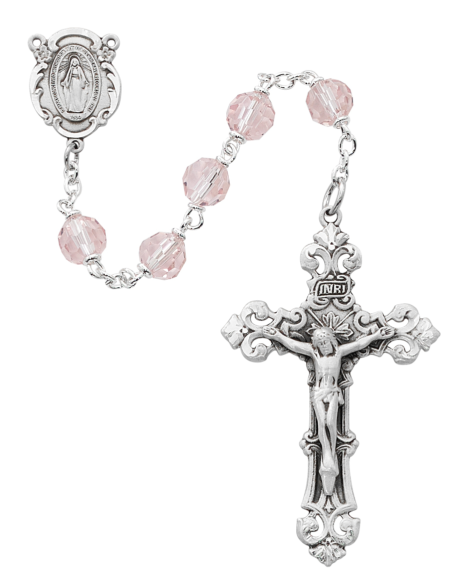 7 mm Pink Crystal Rosary