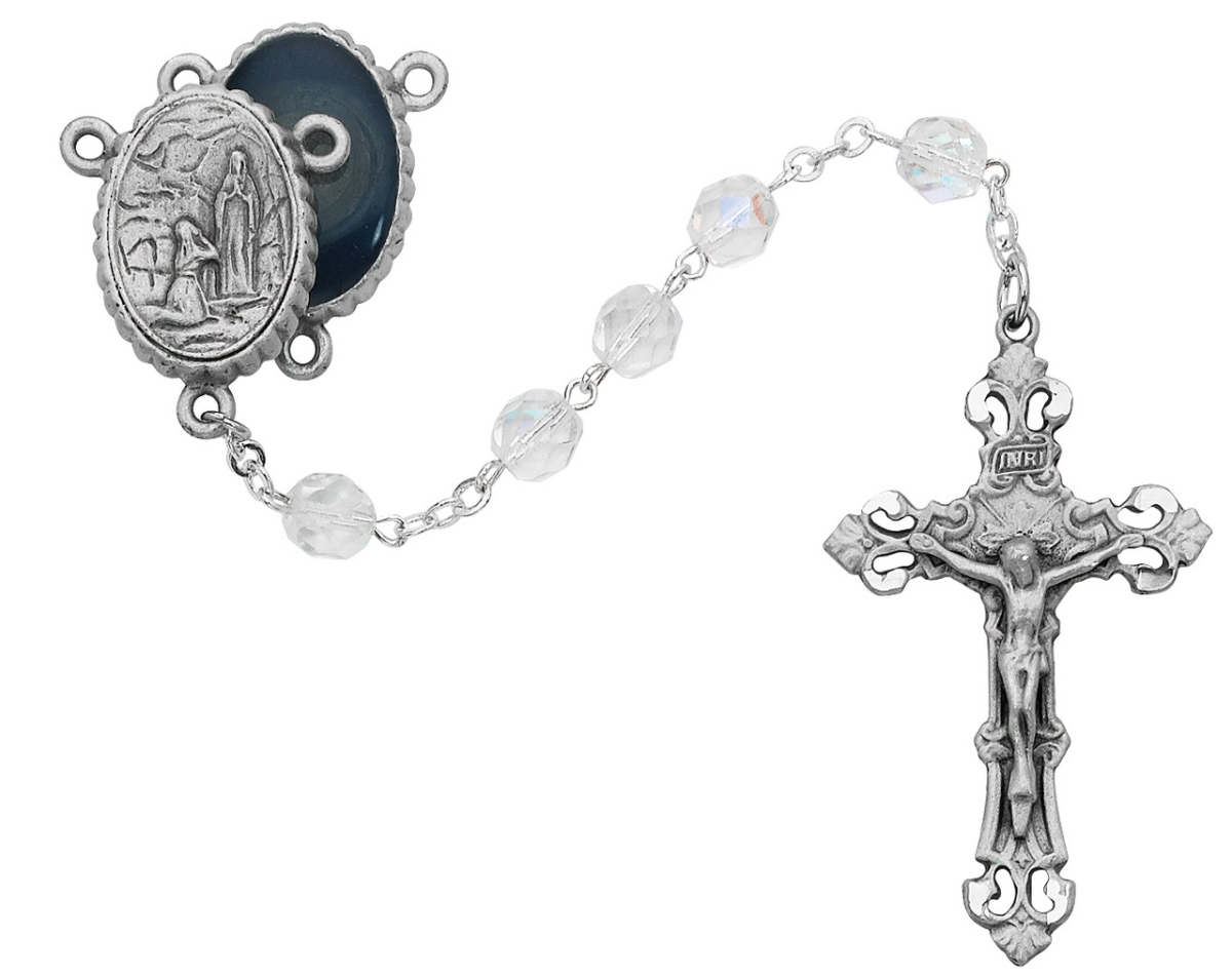 Picture of McVan 399DF 7 mm Aurora Cross Rosary Set - Glass
