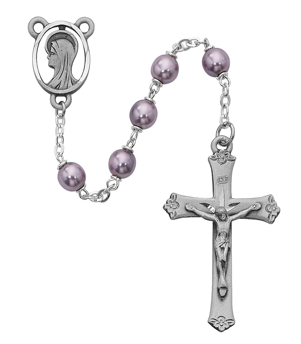 Picture of McVan 417SF 7 mm Glass Cross Rosary Set - Violet
