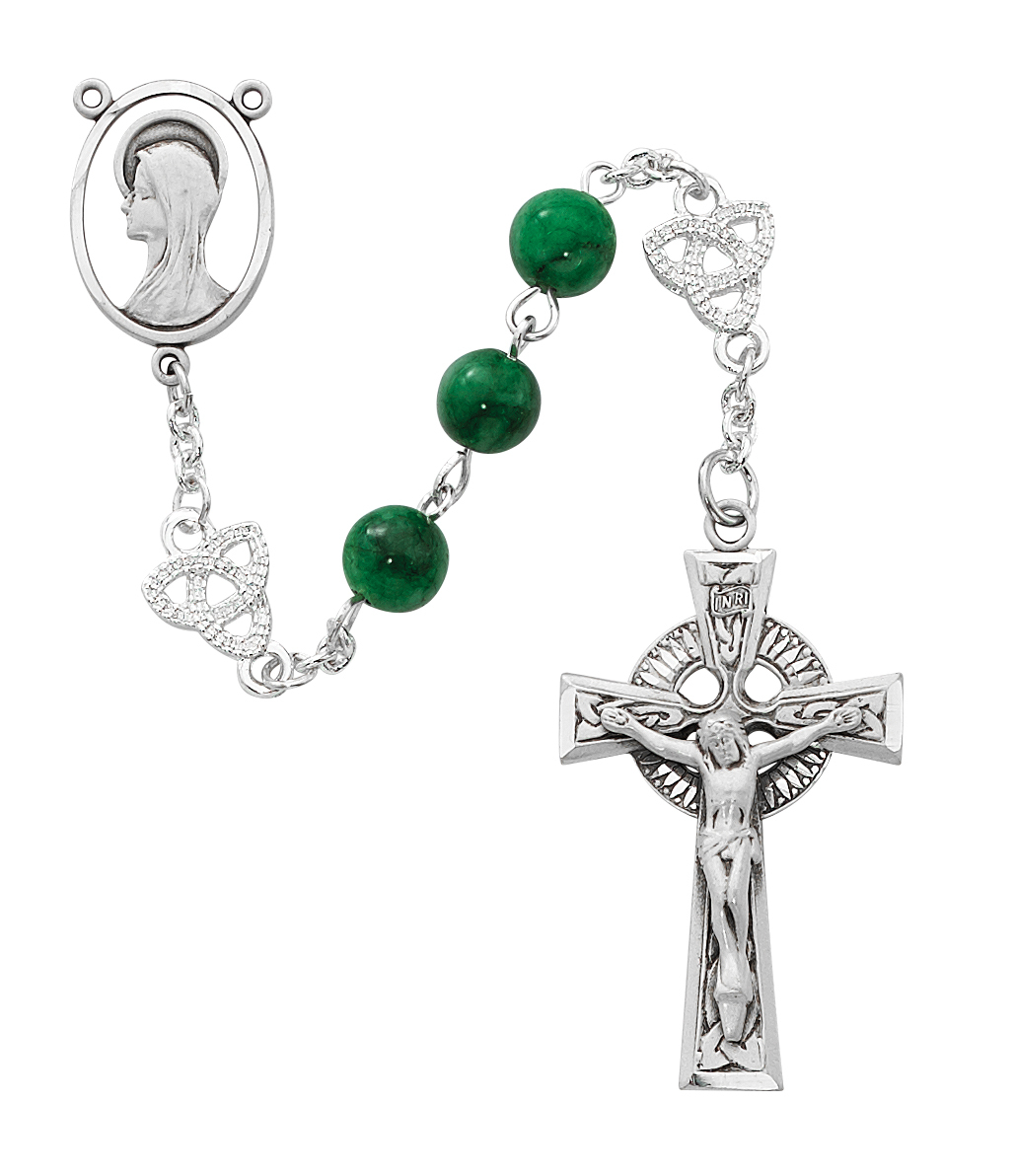 8 mm Irish Jade Glass Rosary