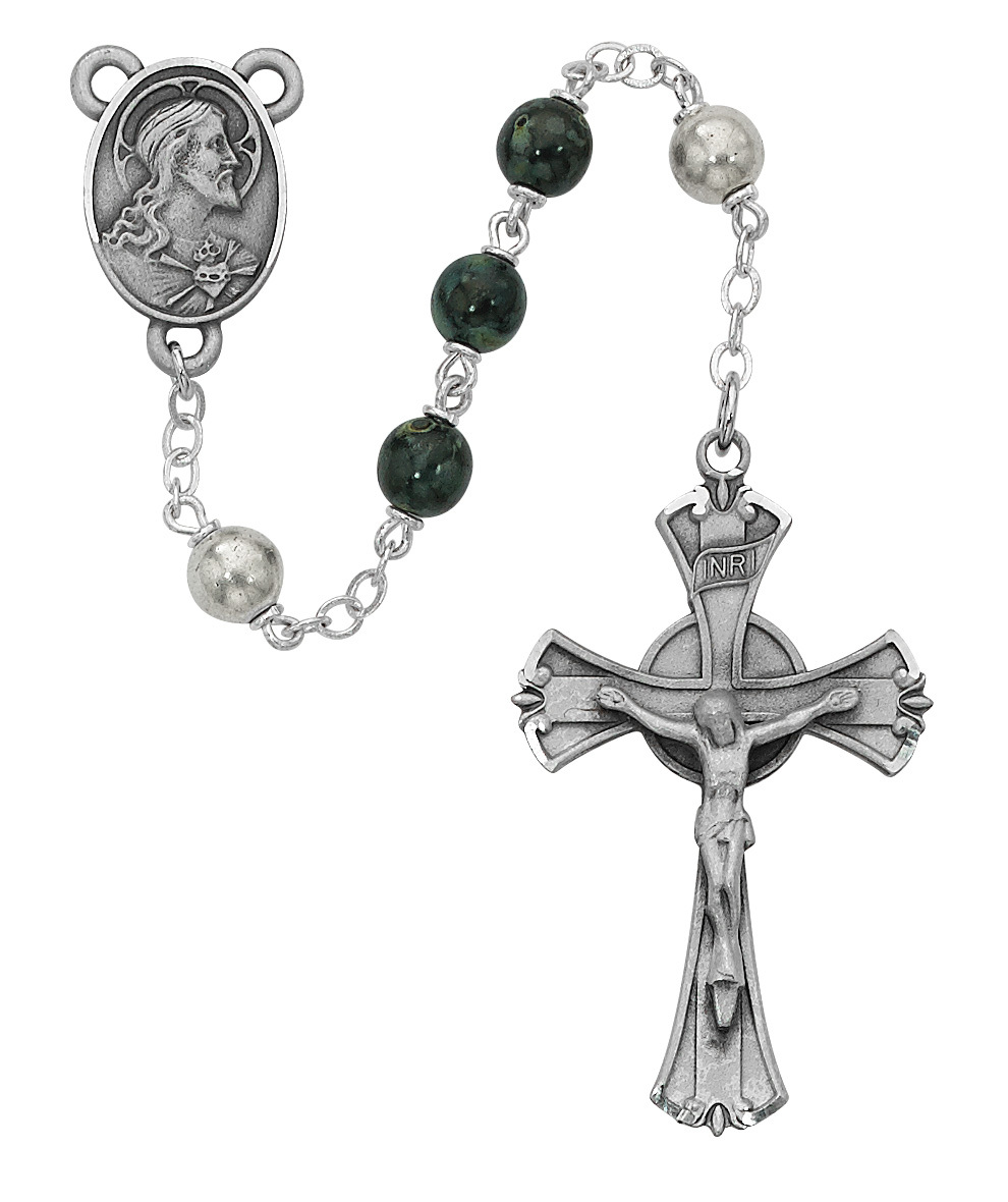 Picture of McVan 587DF 7 mm Cross & Rosary Set - Green & Black
