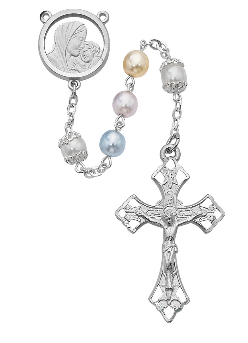 Picture of McVan 590RF 7 mm Mother & Child Cross Rosary Set - Multi Color