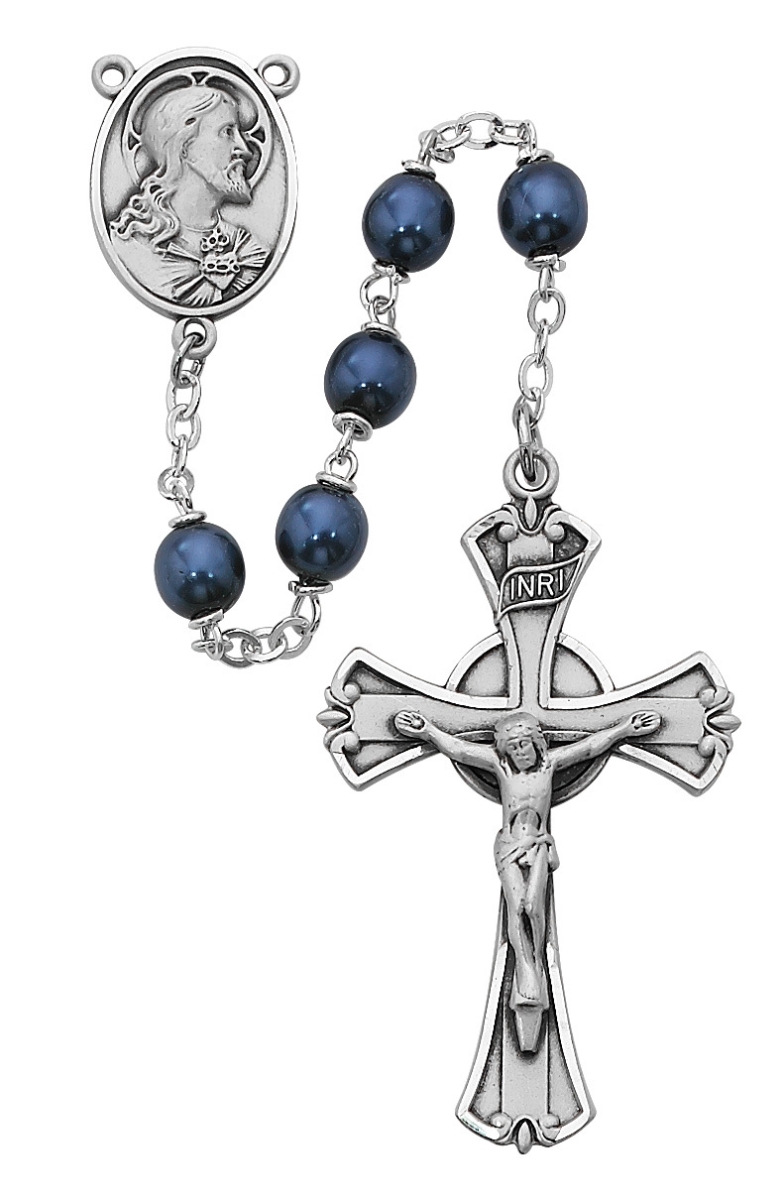 Picture of McVan 593DF 7 mm Metallic Cross & Rosary Set - Blue