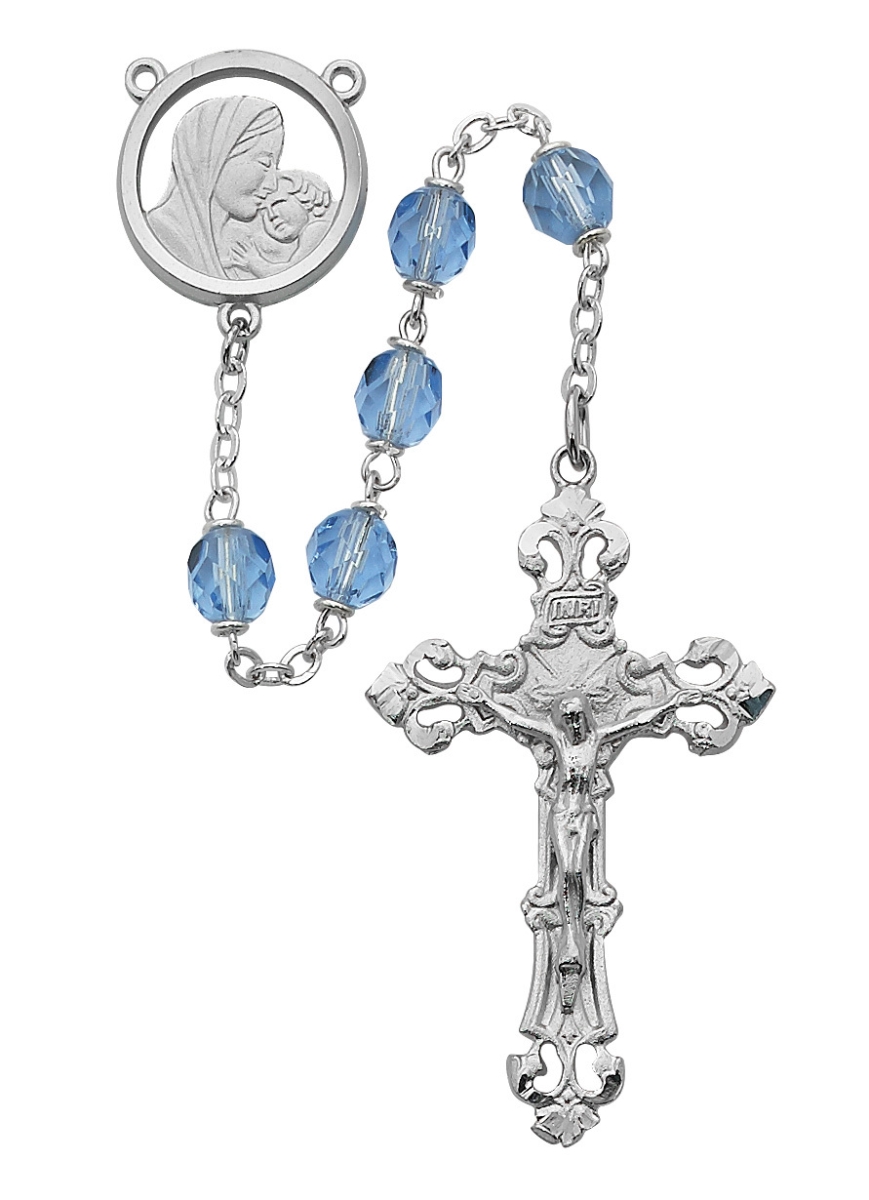 Picture of McVan 596RF 7 mm Glass Cross & Rosary Set - Blue