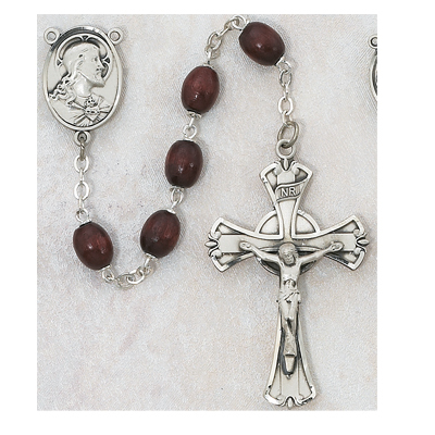 6 x 8 mm Brown Wood Rosary