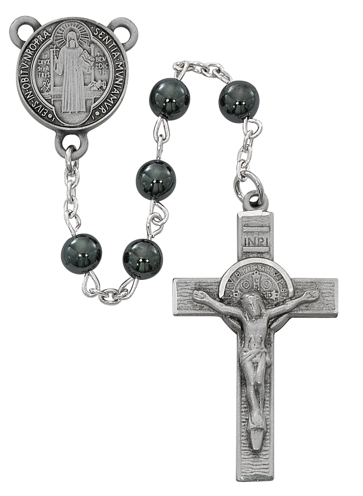 Picture of McVan R700DF 7 mm St.Benedict Cross Rosary Set - Hematite