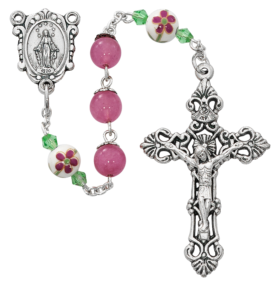 Picture of McVan R704DF 8 mm Cross Rosary Set - Pink