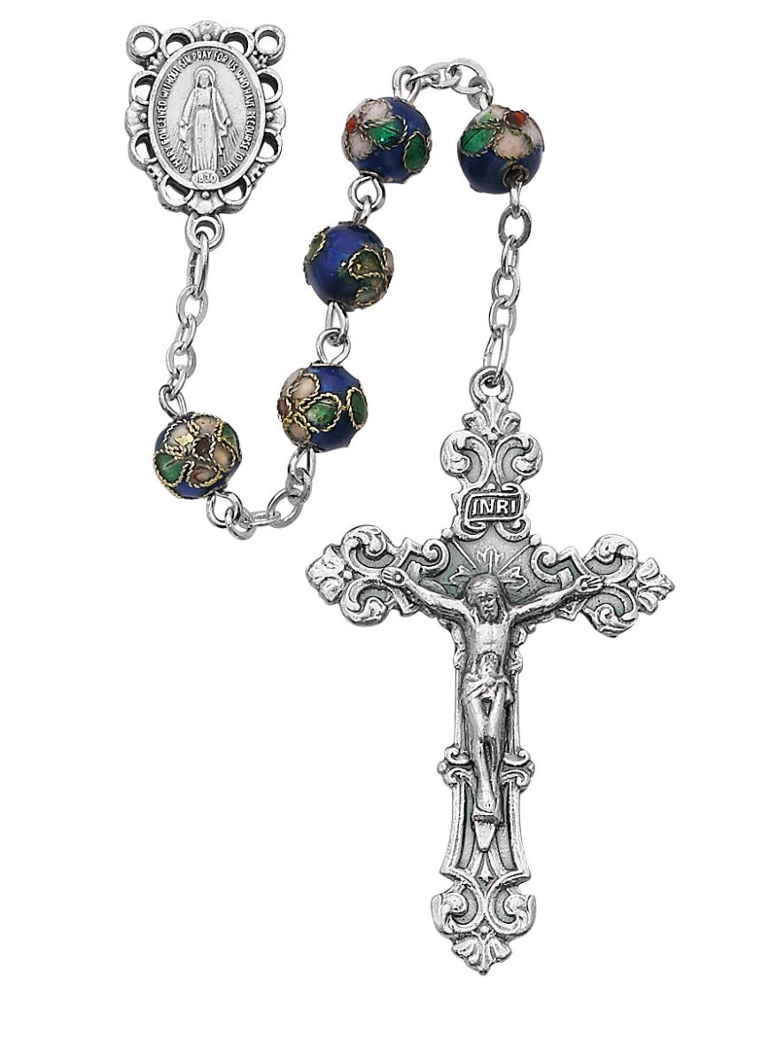 Picture of McVan 766SF 7 mm Cloisonne Cross Rosary Set - Blue