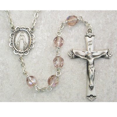 875L-AMF 6 mm Light Lavender Glass June Rosary