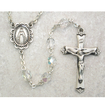 875L-CRF 6 mm Aurora Glass April Rosary