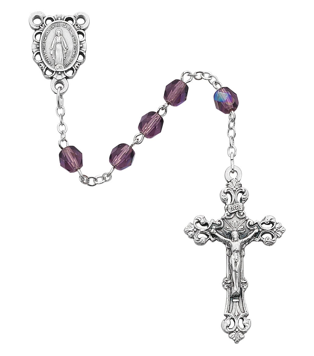 6 mm Purple Glass February Rosary