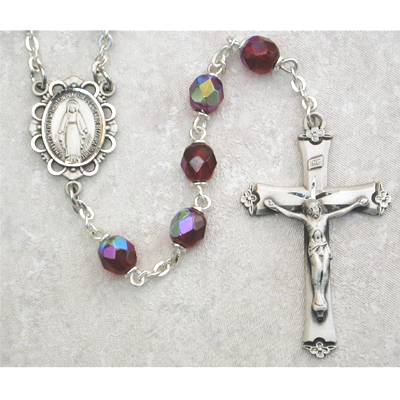 875L-GAF 6 mm Dark Red Glass January Rosary