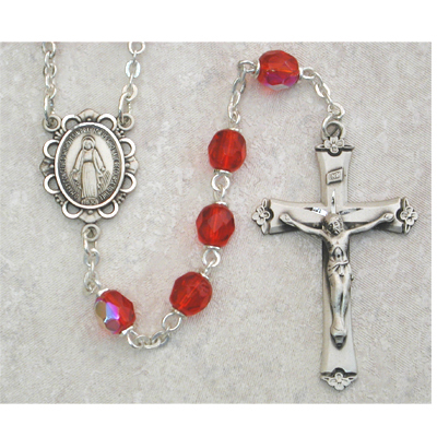6 mm Red Glass July Rosary