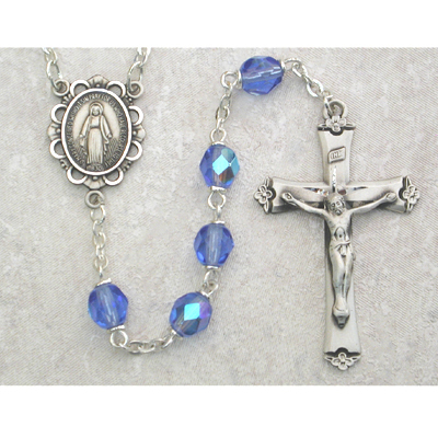 6 mm Light Blue Glass December Rosary