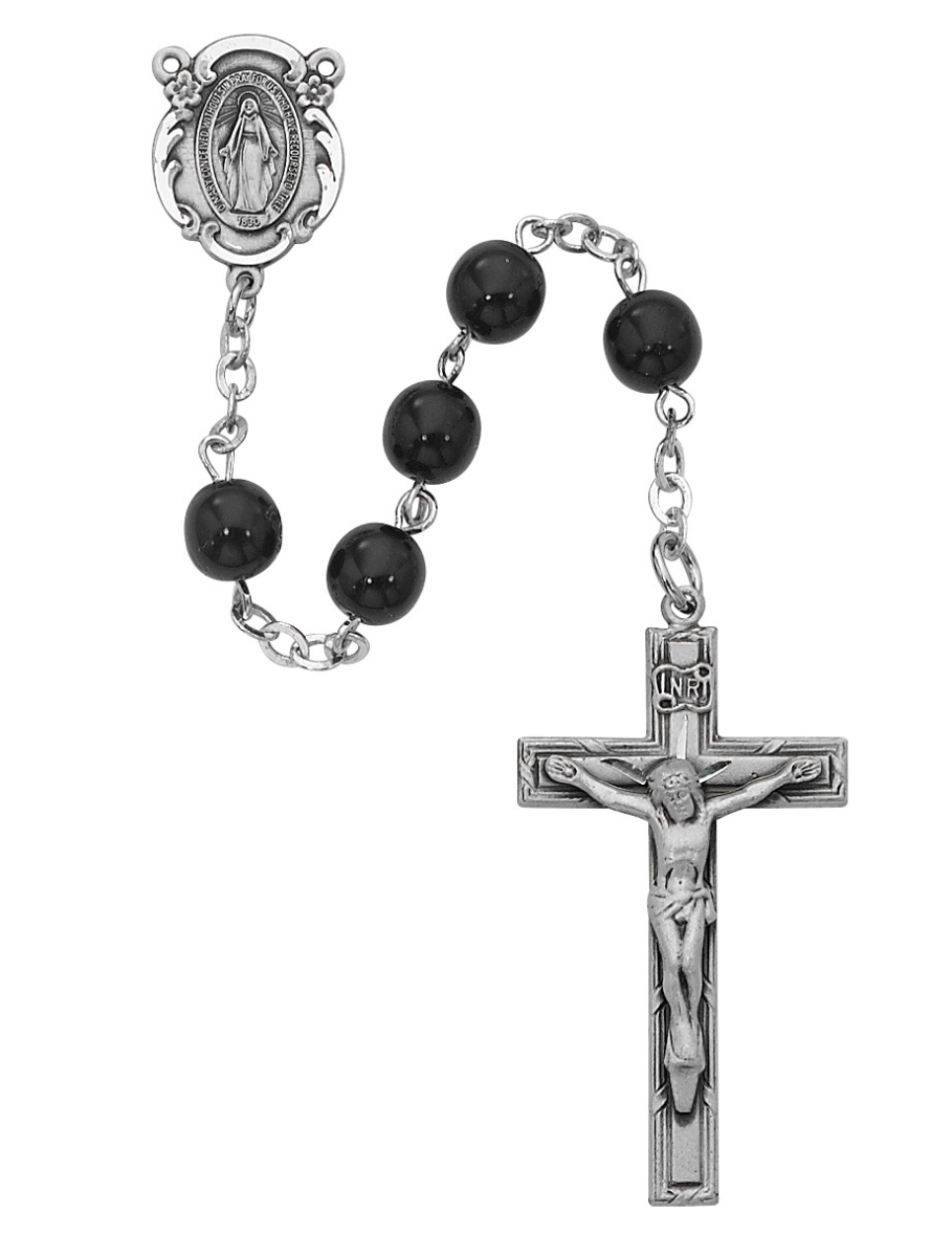 7 mm Black Miraculous Rosary
