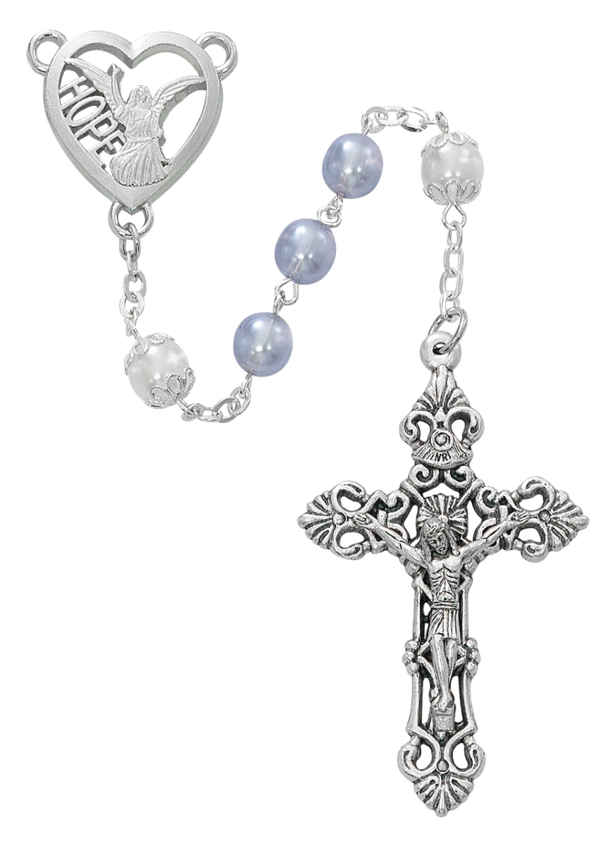 Picture of McVan R725F 7 mm Angel of Hope Cross Rosary Set - Lavender