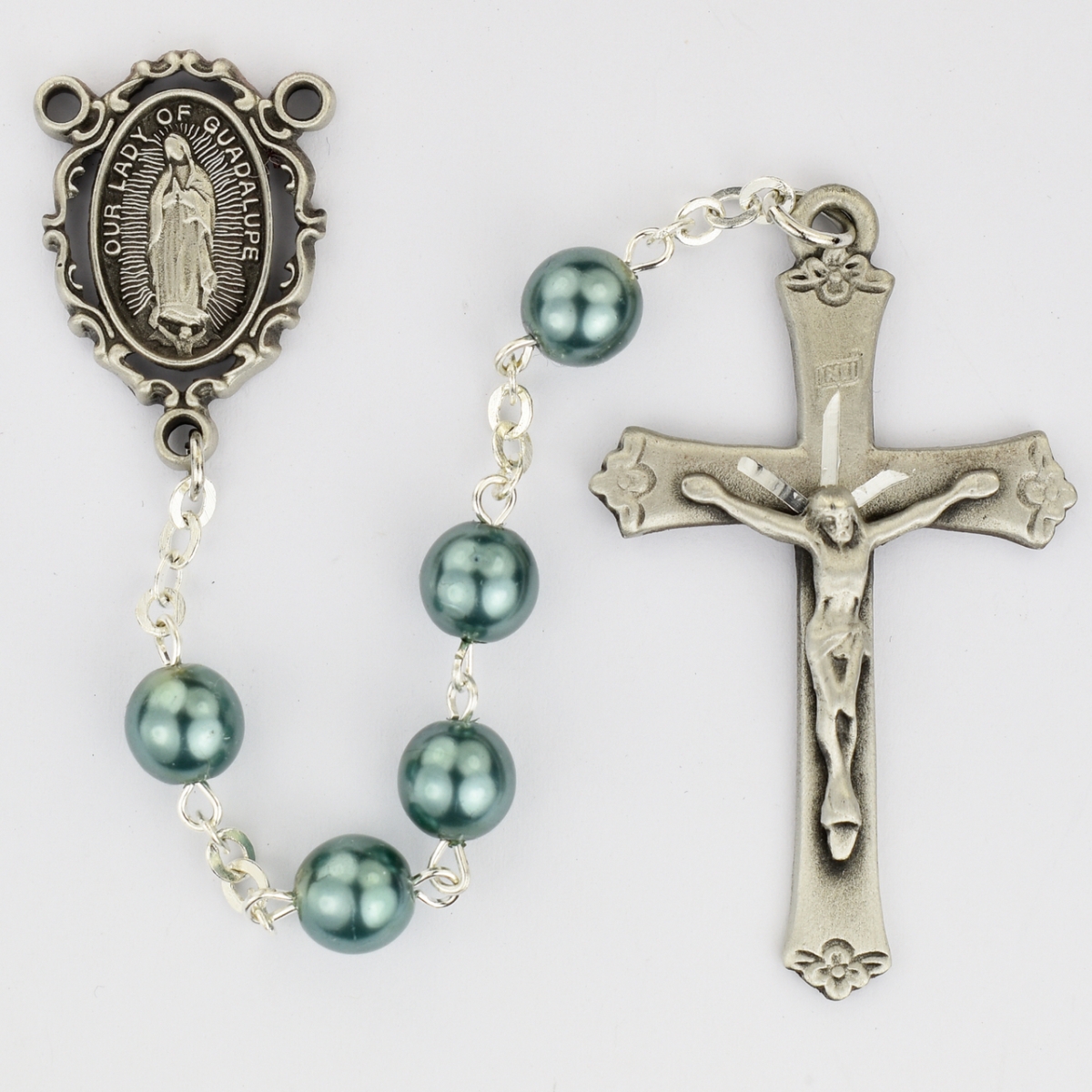 Picture of McVan R759F 7 mm Our Lady of Guadalupe Cross Rosary Set - Teal