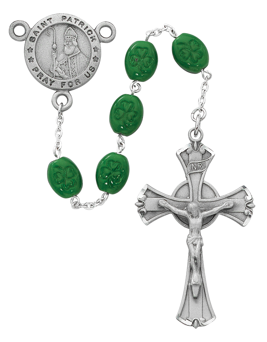 Picture of McVan R148DF Shamrock St.Patrick Cross Rosary Set - Green