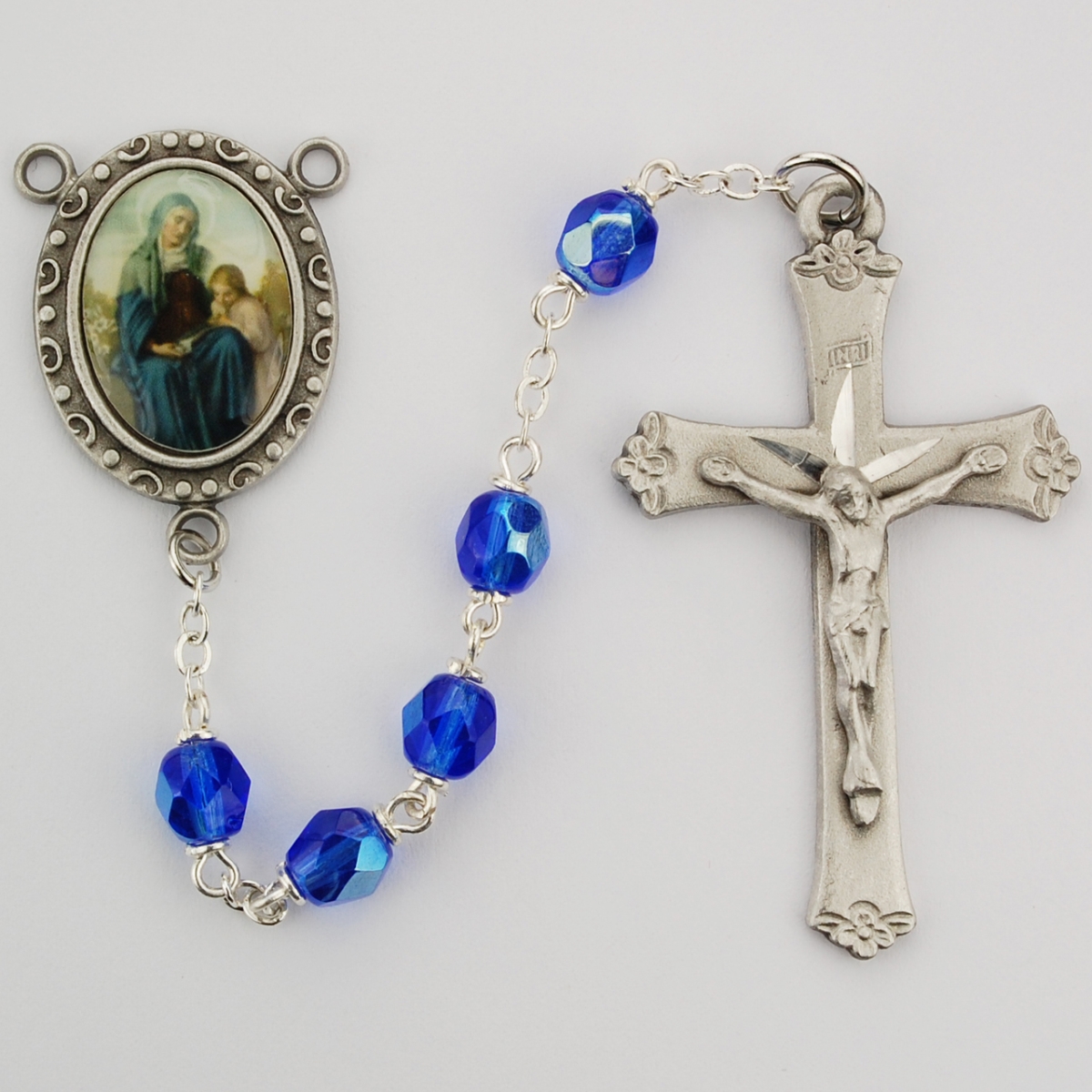 Picture of McVan R183DF 6 mm St.Anne Cross Rosary Set - Blue