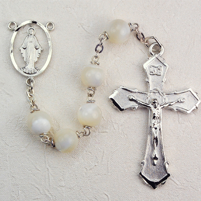 Picture of McVan R275RF 8 mm Genuine Mother of Pearl Cross & Rosary Set