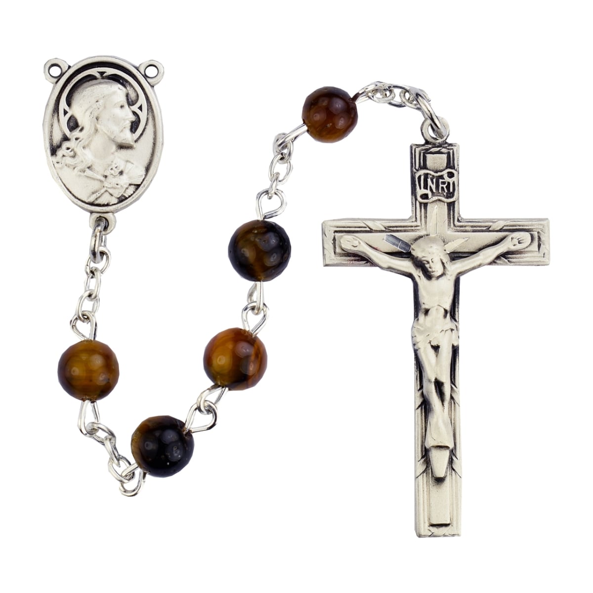 R376LF 4 x 6 mm Brown Oval Wood Rosary