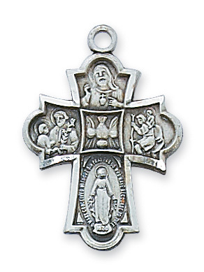 0.93 x 0.68 x 0.6 in. Sterling Silver 4-way Pendant for Brass Chain