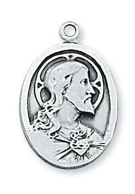 0.91 x 0.6 x 0.12 in. Sterling Silver Scapular Pendant