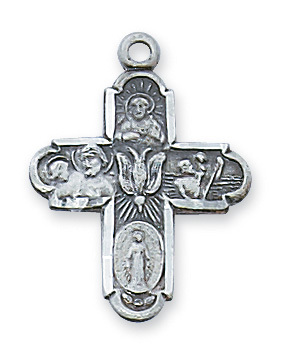 0.87 x 0.65 x 0.7 in. Sterling Silver 4-way Pendant for Brass Chain