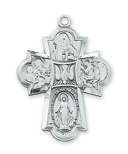 1.24 x .91 x 0.7 in. Sterling Silver 4-way Pendant