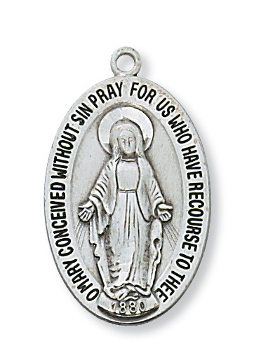 1.14 x 0.68 x 0.9 in. Sterling Silver Miraculous Pendant