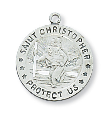 0.83 x 0.71 x 0.5 in. Sterling Silver St. Christopher Pendant for Brass Chain