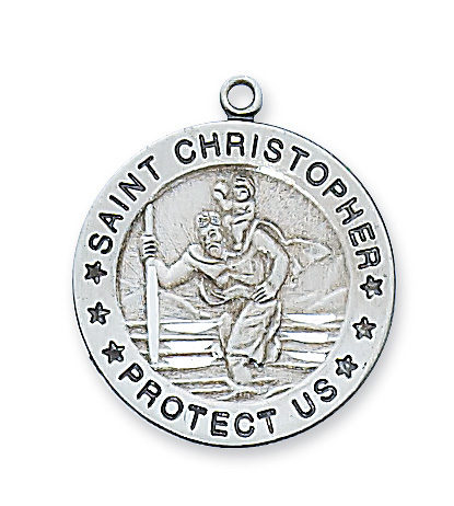 0.99 x 0.86 x 0.5 in. Sterling Silver St.Christopher Pendant