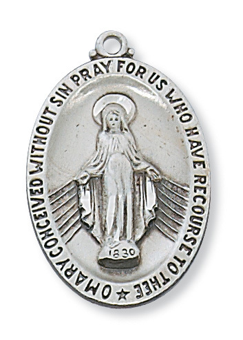 1.18 x 0.77 x 0.1 in. Sterling Silver Miraculous Pendant