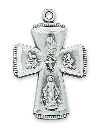 L341 1.32 x .87 x 0.8 in. Sterling Silver 4-way Pendant