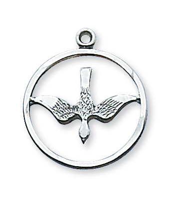 L369 0.85 x 0.73 x 0.7 in. Sterling Silver Holy Spirit Pendant