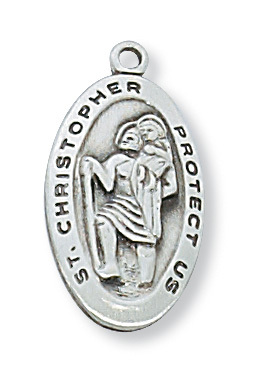 0.87 x 0.46 x 0.11 in. Sterling Silver St. Christopher Pendant