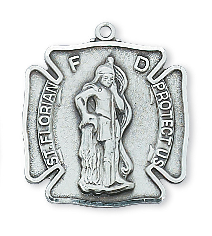 L413 1.11 x 0.98 x 0.12 in. Sterling Silver St.Florian Pendant