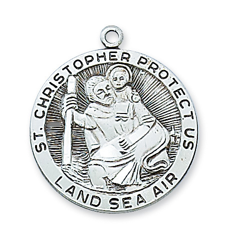 L420CH 1.13 x 0.99 x 0.8 in. Sterling Silver St.Christopher Pendant