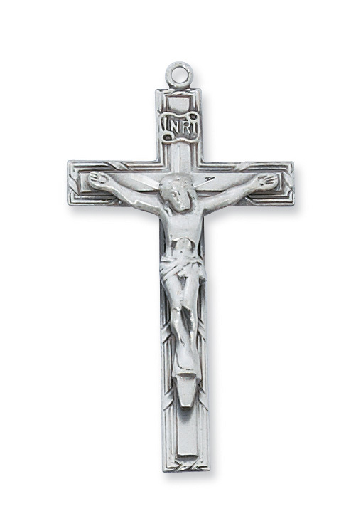 1.7 x 0.92 x 0.14 in. Sterling Silver Crucifix Pendant