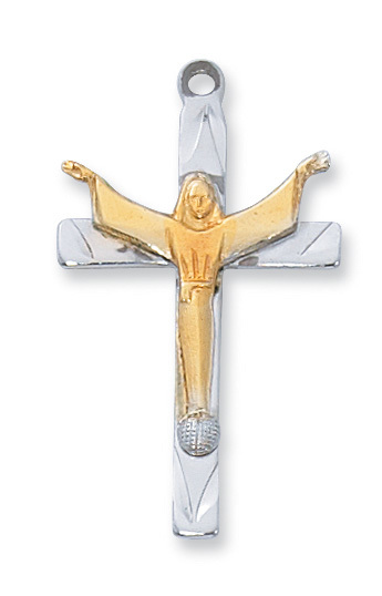 1.31 x 0.74 x 0.7 in. Sterling Silver Risen Crucifix Pendant