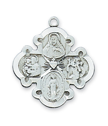 0.92 x 0.81 x 0.7 in. Sterling Silver 4-way Pendant