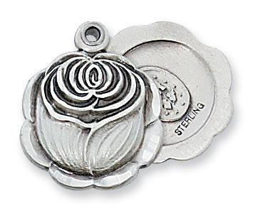 0.72 x 0.59 x 0.2 in. Sterling Silver Miraculous Rosebud Pendant