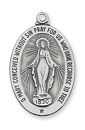 L461MI 1.08 x .66 x 0.7 in. Sterling Silver Miraculous Pendant