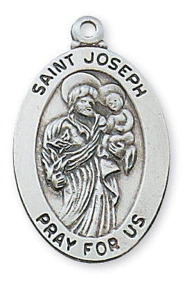 1.08 x .66 x 0.7 in. Sterling Silver St. Joseph Pendant