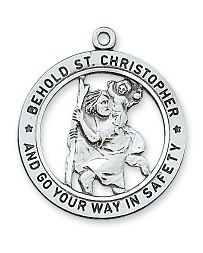 1.13 x 0.99 x 0.6 in. Sterling Silver St.Christopher Pendant