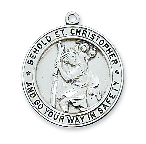 1.14 x 1.01 x 0.7 in. Sterling Silver St.Christopher Pendant